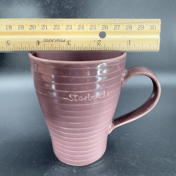 Starbucks 2009 Stockholm Design House Purple Mauve Ribbed Coffee Mug Cup Ceramic - Picture 5 of 11